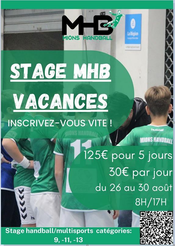 Rappel / Stage Handball/multisports enfants - 9 -11 -13 / Aout 24